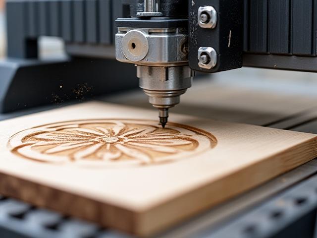 Moderne CNC-Maschine fräst Holz nach digitalem Design